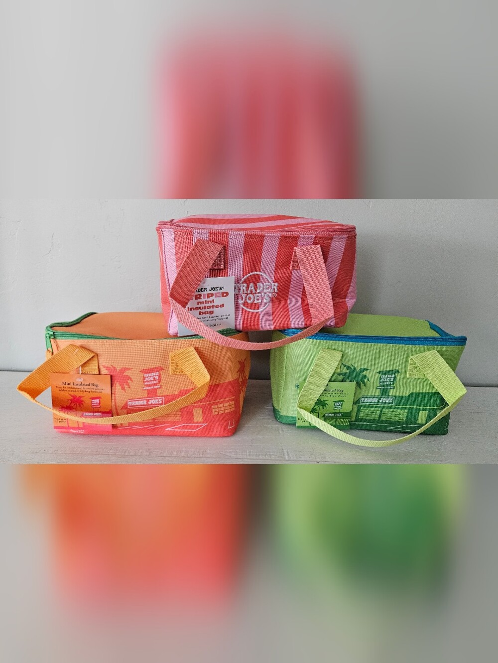 Trader Joe’s Mini Insulated Cooler/Lunch Bag New Colors Limited Edition Lot of 3